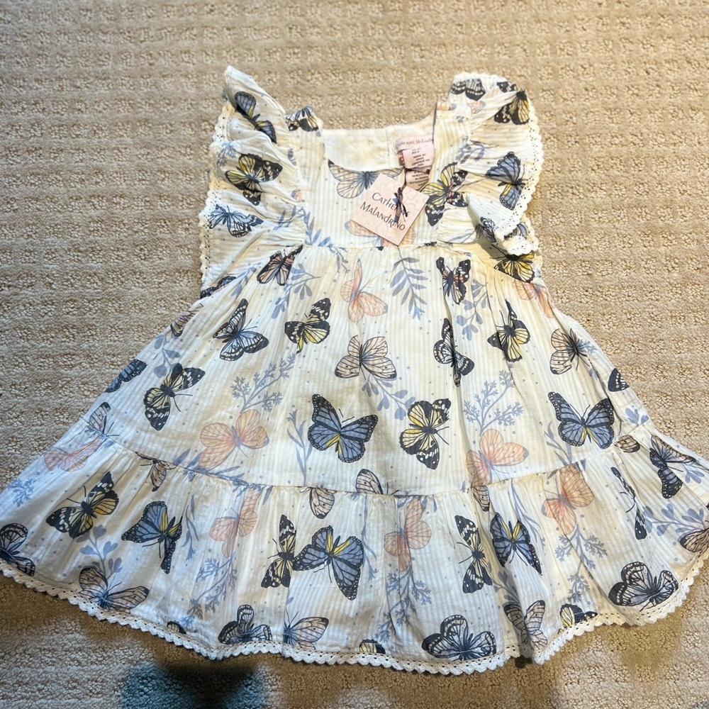 Catherine Malandrino Flutter Sleeve Floral Spring  Cotton Dress 24 Months